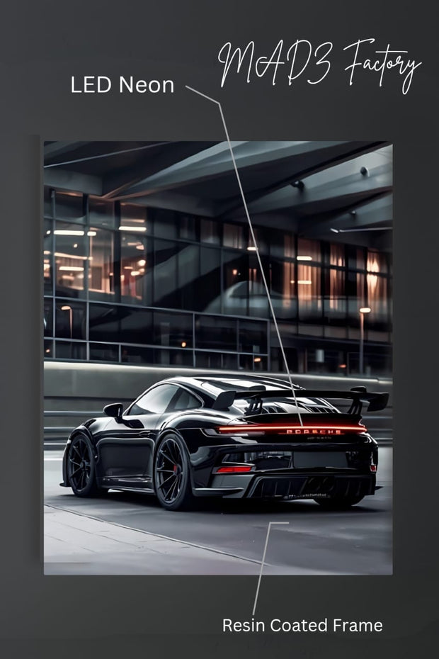 Porsche 911 GT3 RS Tail Red Light | Resin Neon Frame | 4k Premium