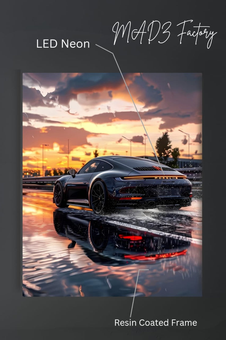 Porsche 911 Tail Red Light  | Resin Neon Frame | 4k Premium