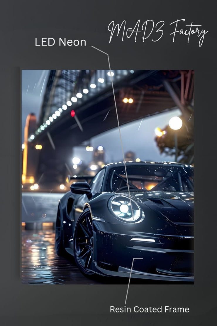 Porsche 911 GT3 Front DRLs Round White Light | Resin Neon Frame | 4k Premium