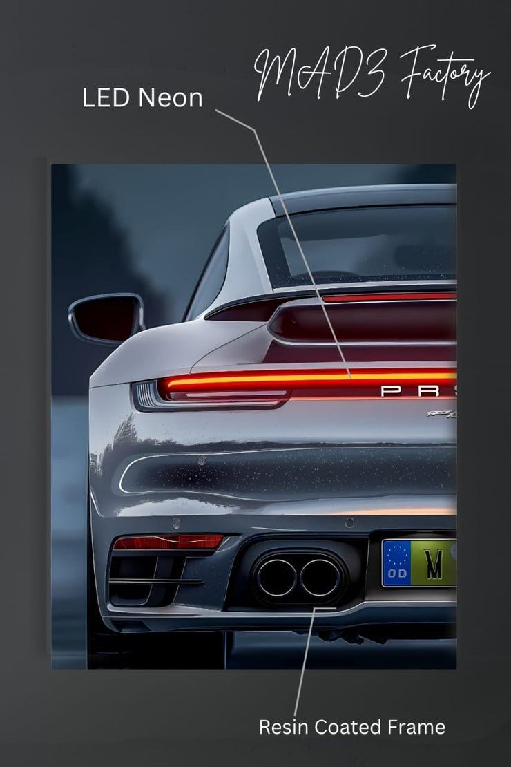 Porsche 911 Tail Red Light | Resin Neon Frame | 4k Premium