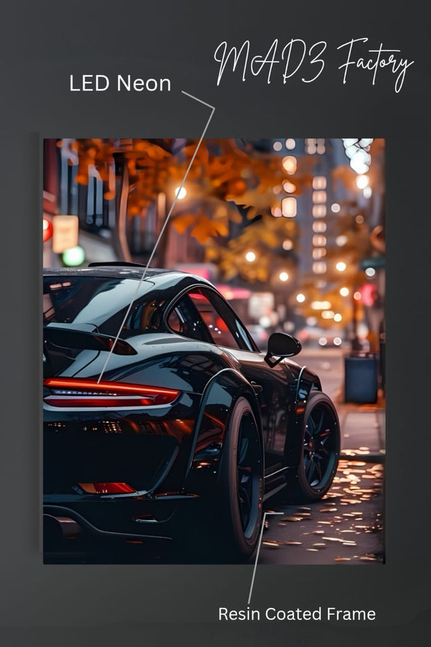 Porsche 911 Tail Red Light | Resin Neon Frame | 4k Premium