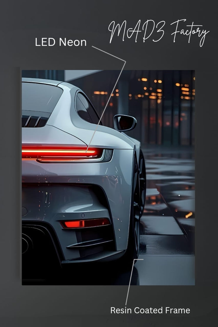Porsche 911 Back Red Light | Resin Neon Frame | 4k Premium