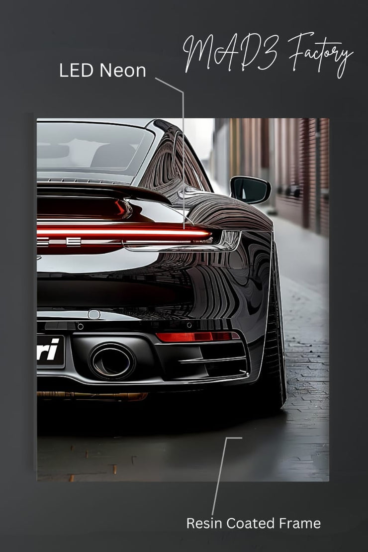 Porsche Gt3 RS Tail Red Light | Resin Neon Frame | 4k Premium