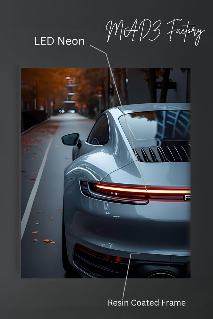 Porsche 911 Tail Red Light | Resin Neon Frame | 4k Premium