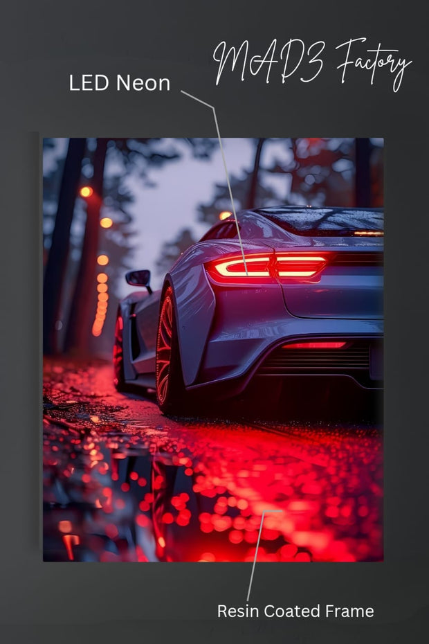 Porsche Tail Red Light | Resin Neon Frame | 4k Premium