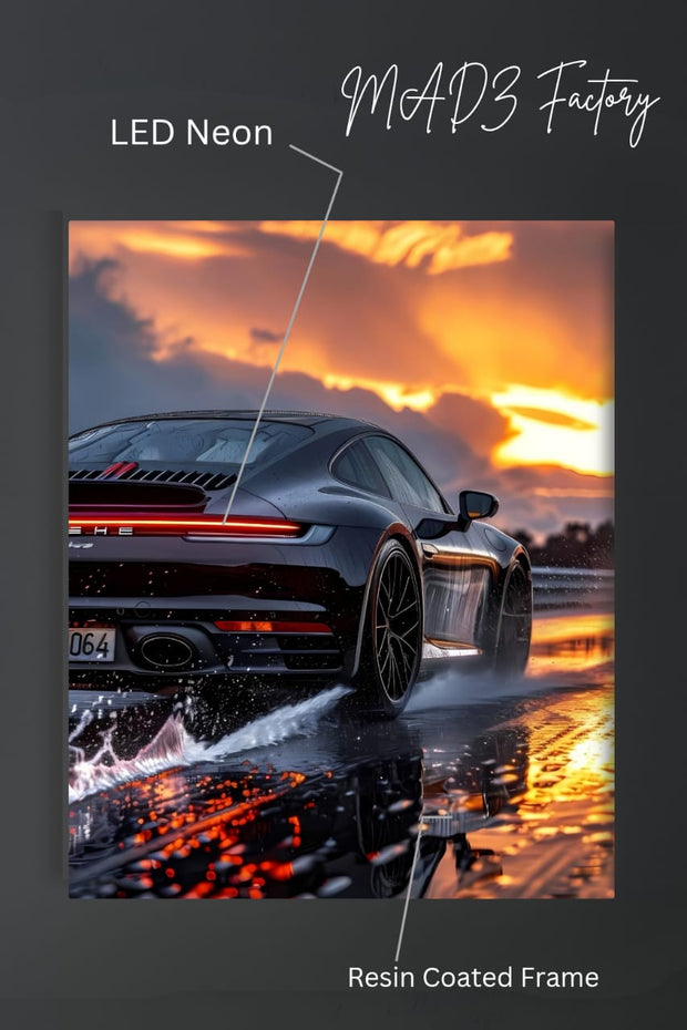 Porsche 911 Tail Red Light | Resin Neon Frame | 4k Premium