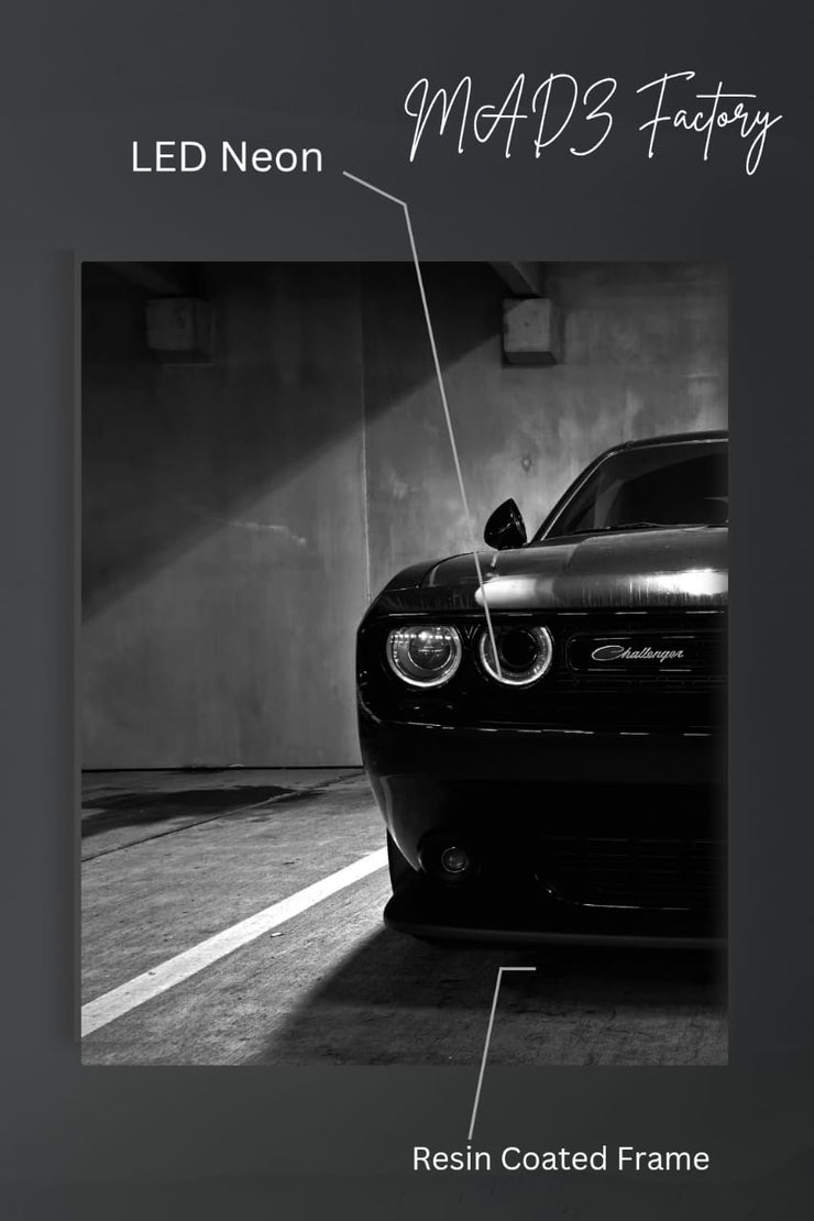 Dodge Challenger Front DRLs White Light | Resin Neon Frame | 4k Premium