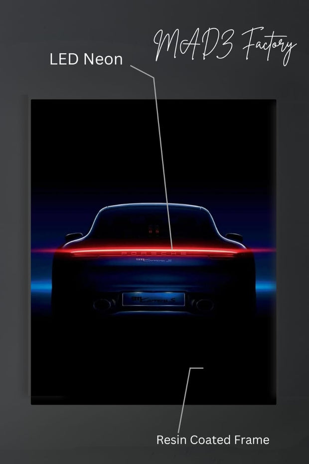 Porsche 911 Tail Red Light | Resin Neon Frame | 4k Premium