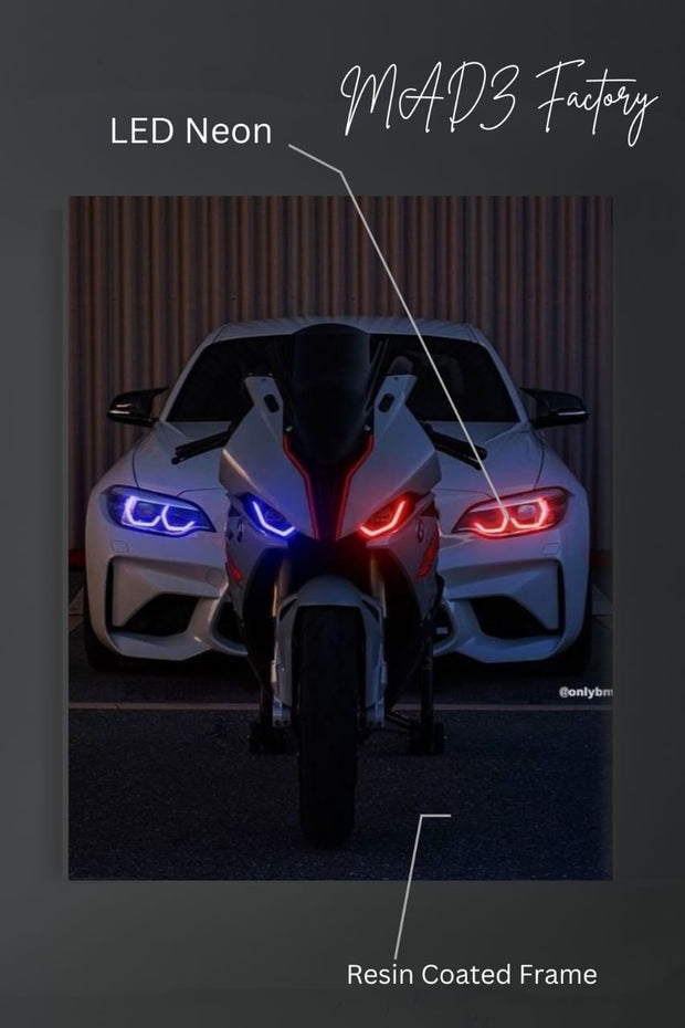 BMW S 1000 RR Bike Front DRLs Red Blue Light | Resin Neon Frame | 4k Premium