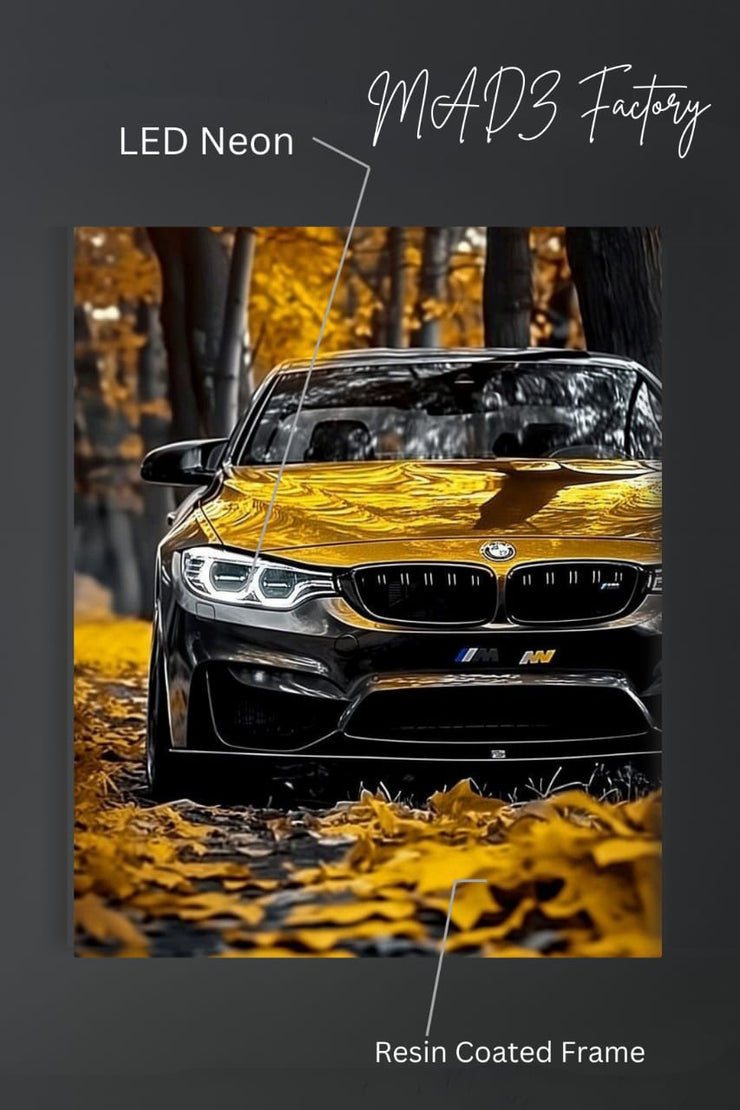 BMW M3 Yellow Front DRLs White Light | Resin Neon Frame | 4k Premium