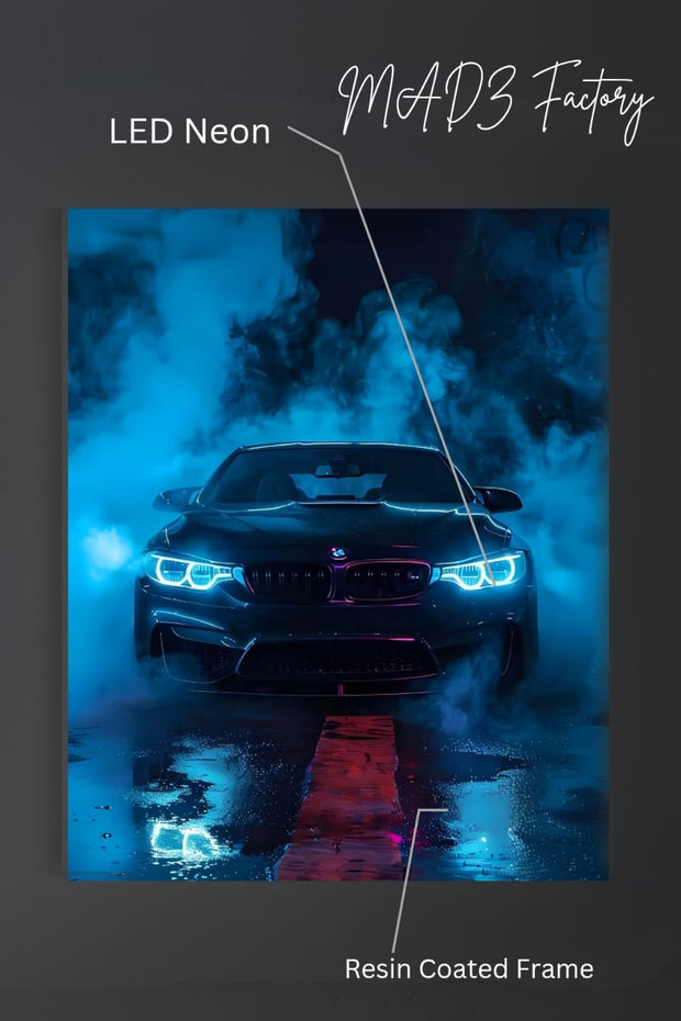 BMW M4 Front DRLs Blue Light | Resin Neon Frame | 4k Premium