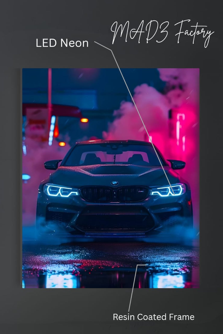 BMW M3 Blue Light | Resin Neon Frame | 4k Premium