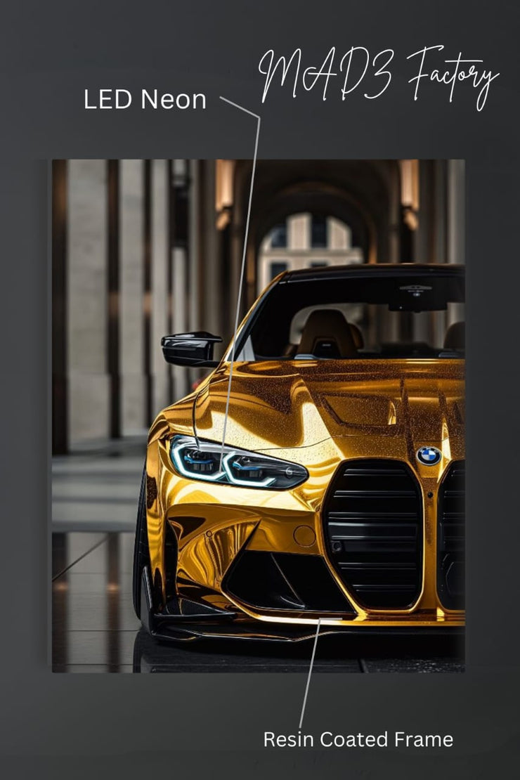 BMW M5 Yellow Front DRLs White Light | Resin Neon Frame | 4k Premium