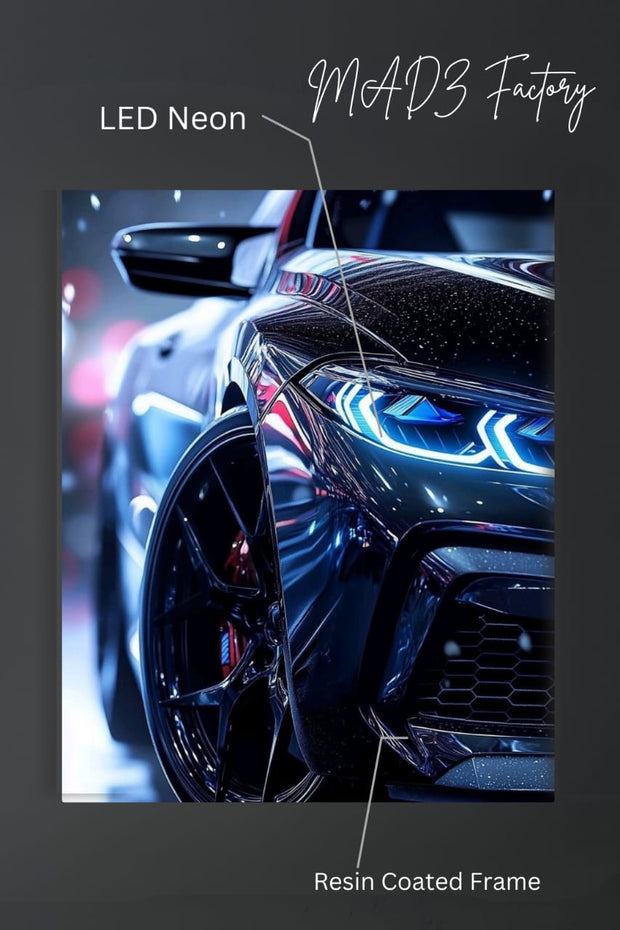 BMW Car Blue Lights | Resin Neon Frame | 4k Premium