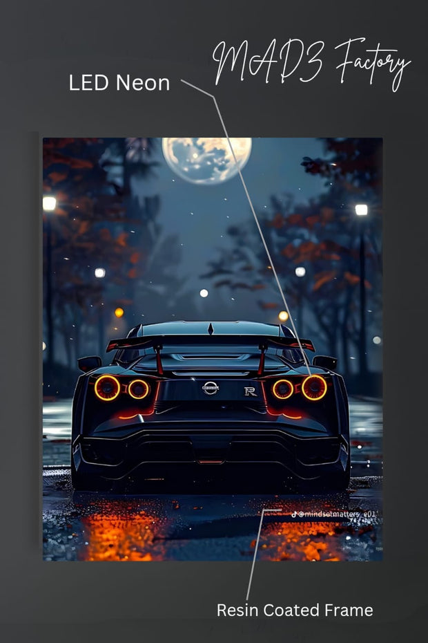 Nissan GTR Tail Round Red Light | Resin Neon Frame | 4k Premium