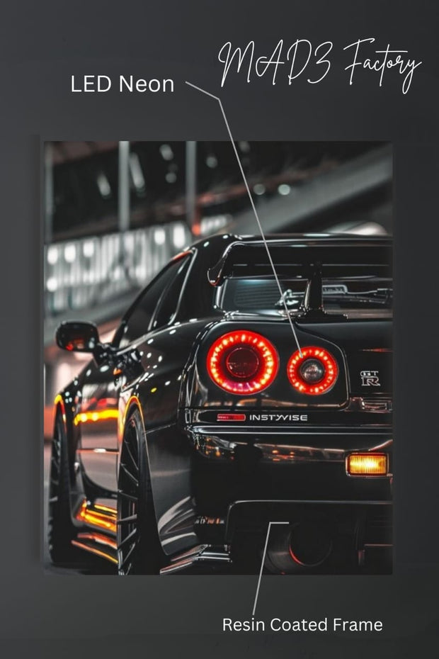 Nissan GTR Tail Red  Light | Resin Neon Frame | 4k Premium
