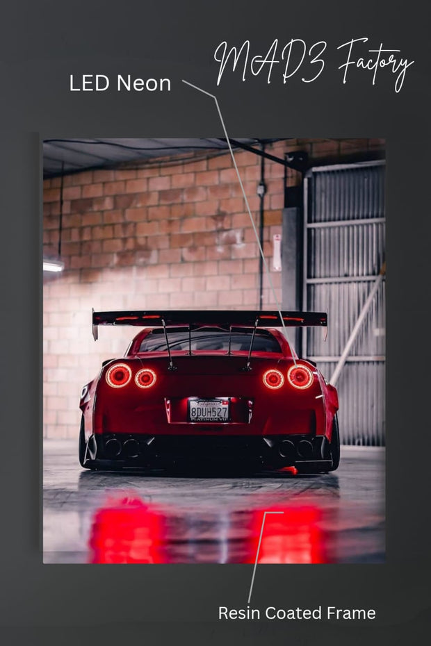 Nissan GTR Tail Red Round Light | Resin Neon Frame | 4k Premium