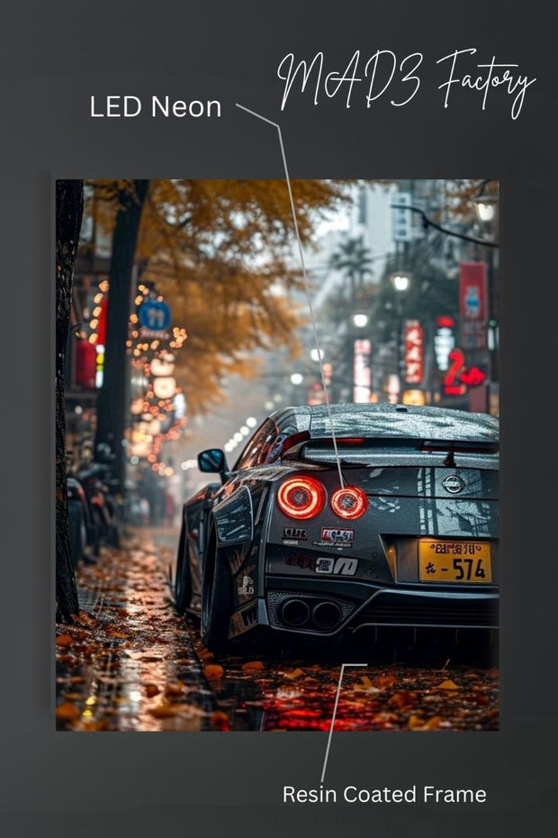 Nissan GTR Back Red Light  | Resin Neon Frame | 4k Premium