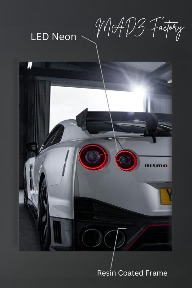 Nissan GTR Back Red Light | Resin Neon Frame | 4k Premium