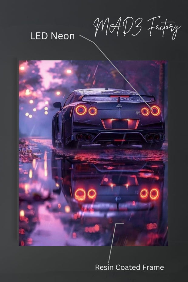 Nissan GTR Tail Red Light | Resin Neon Frame | 4k Premium