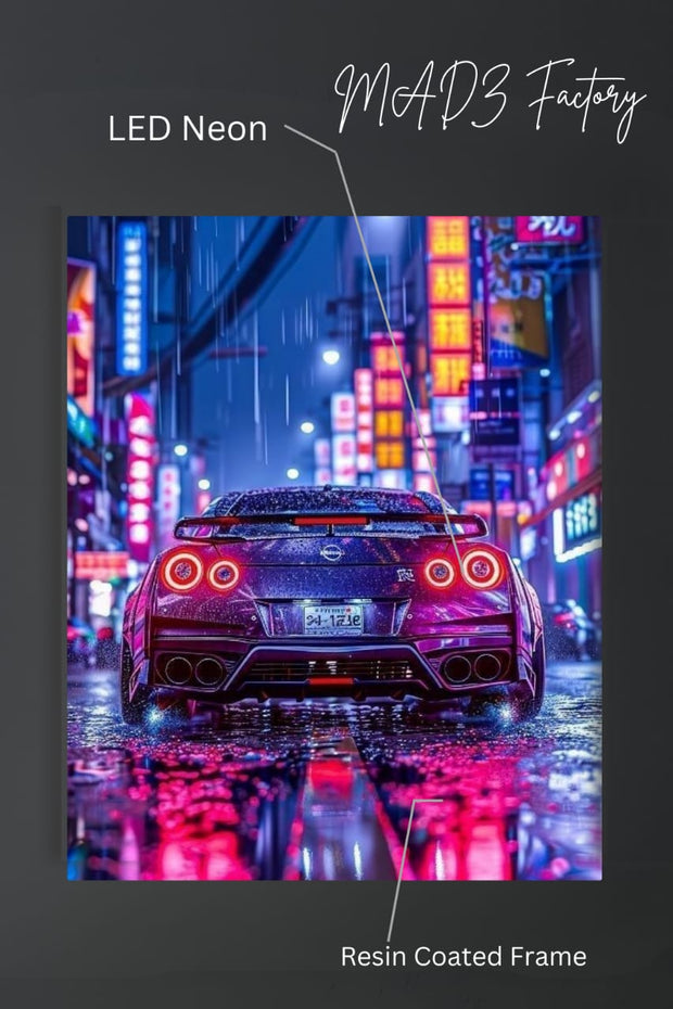 Nissan GTR Tail Round Red Light | Resin Neon Frame | 4k Premium