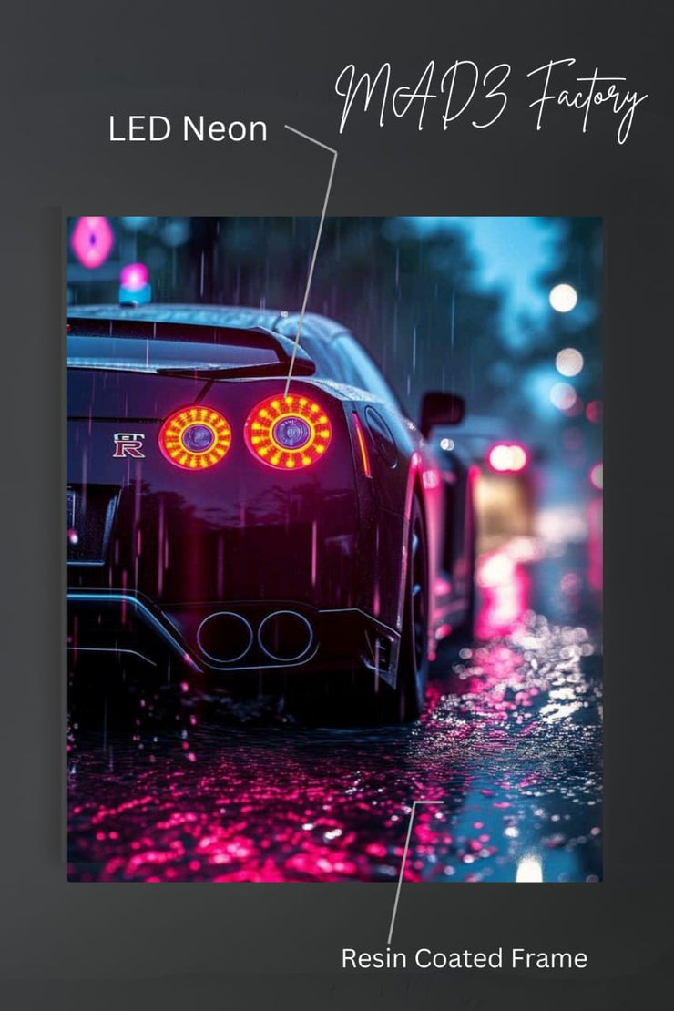 Nissan GTR Tail Red Round Light  | Resin Neon Frame | 4k Premium