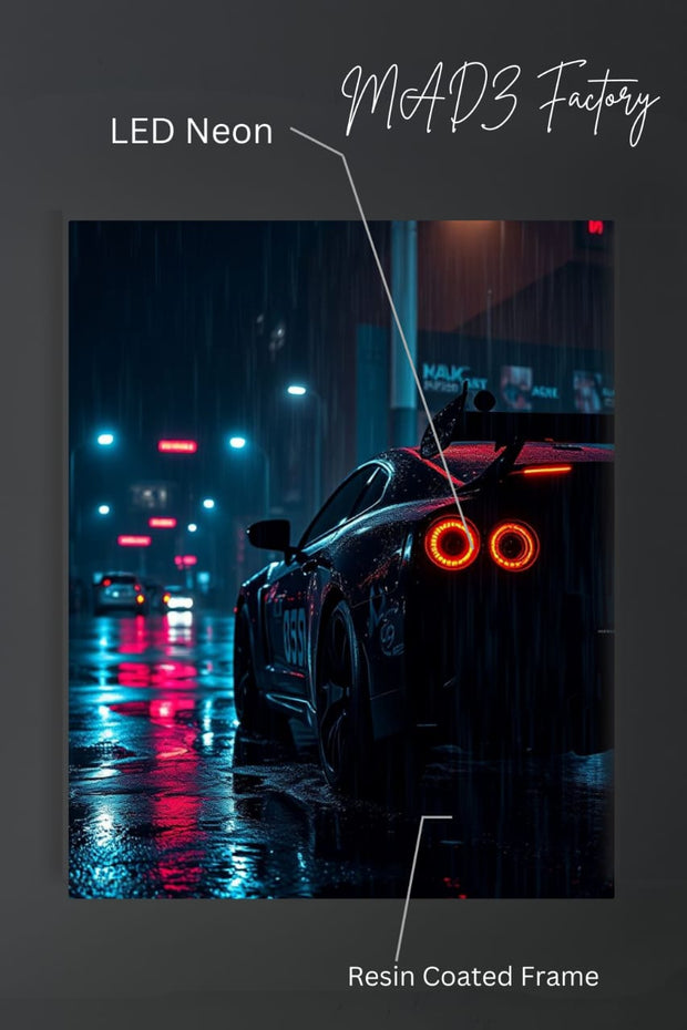 NIssan GTR Dual Back Red Light | Resin Neon Frame | 4k Premium