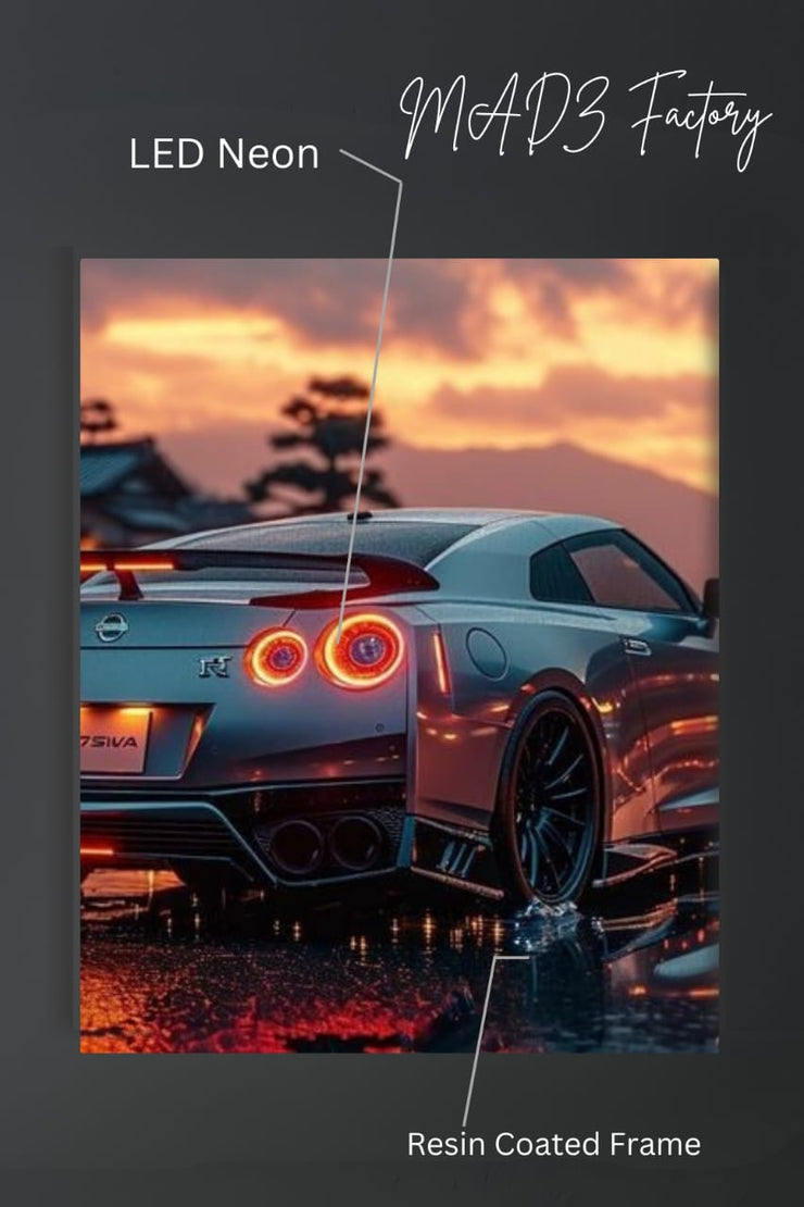 Nissan GTR Tail Round Red Light | Resin Neon Frame | 4k Premium