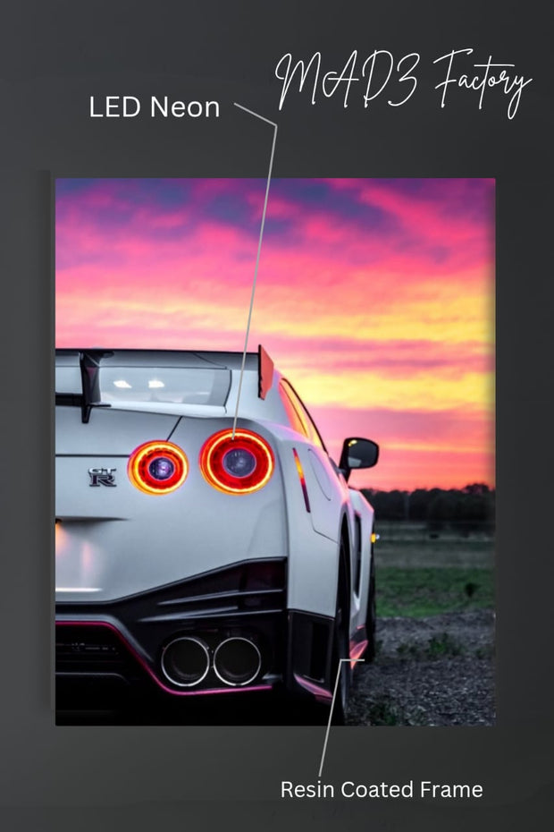 Nissan GTR Tail Red Round Light | Resin Neon Frame | 4k Premium