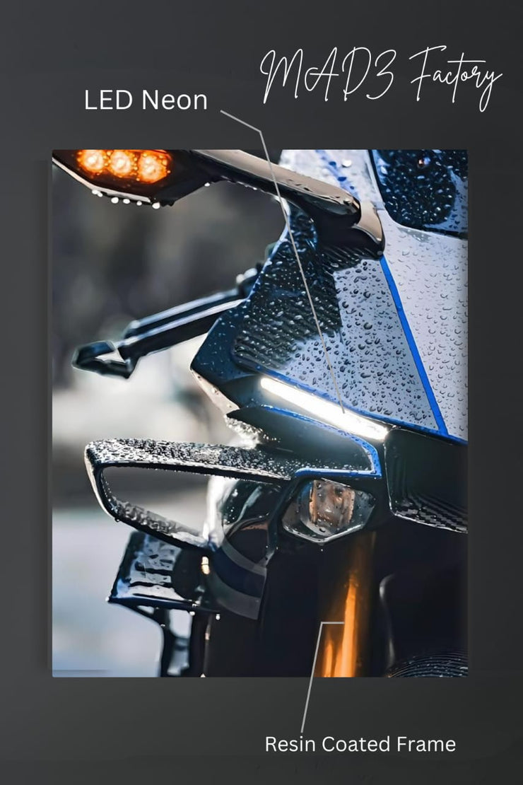 Yamaha YZF-R1 Bike Front DRLs White and Yellow Light | Resin Neon Frame | 4k Premium