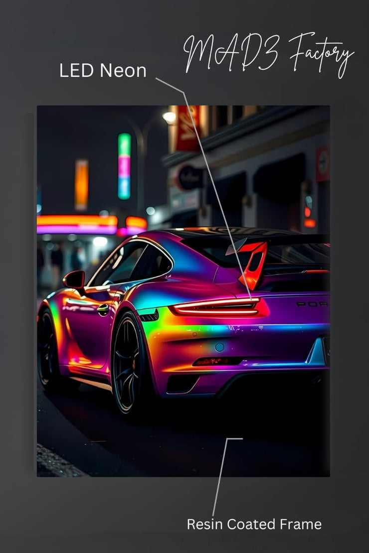 Porsche 911 Back Red Light | Resin Neon Frame | 4k Premium