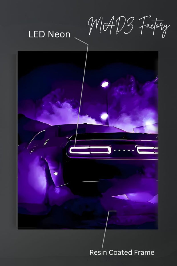 Dodge Challenger Tail White Light | Resin Neon Frame | 4k Premium