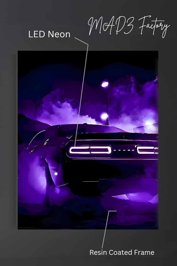 Dodge Challenger Tail White Light | Resin Neon Frame | 4k Premium