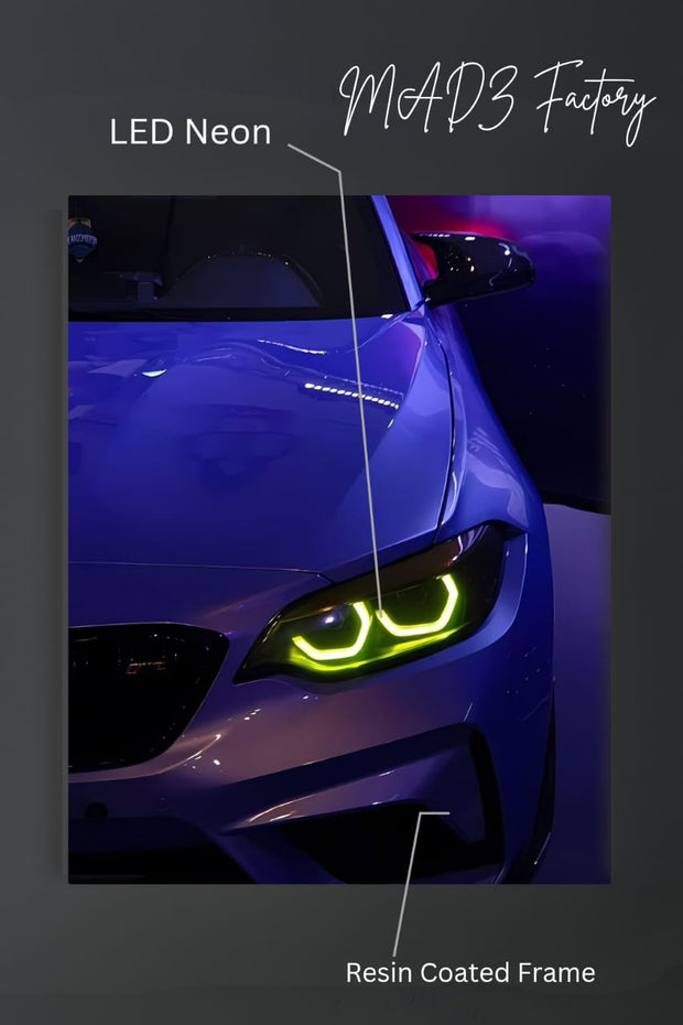 BMW M3 Front DRLs Yellow Light | Resin Neon Frame | 4k Premium