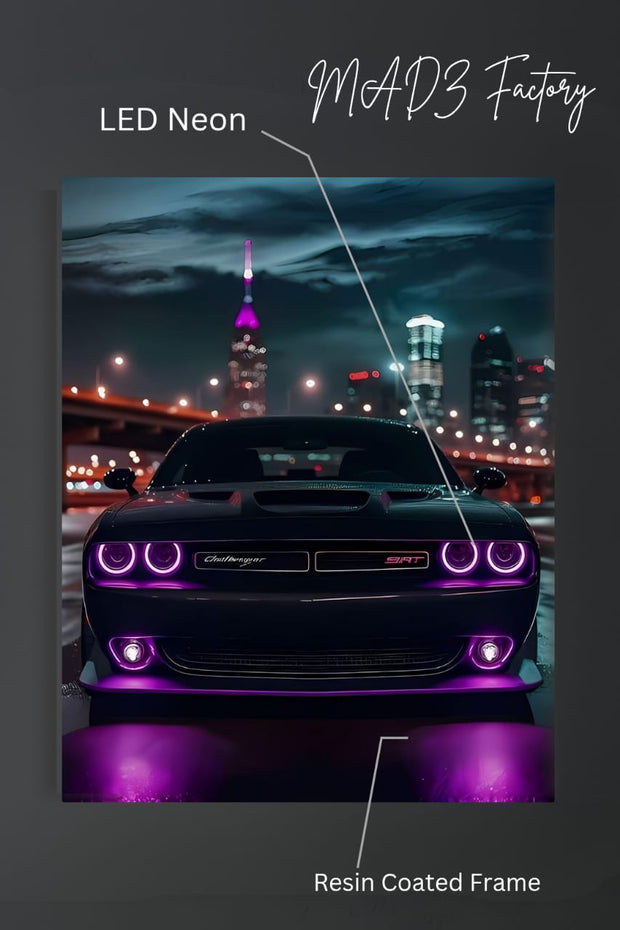 Dodge Challenger Front DRLs Pink Light | Resin Neon Frame | 4k Premium