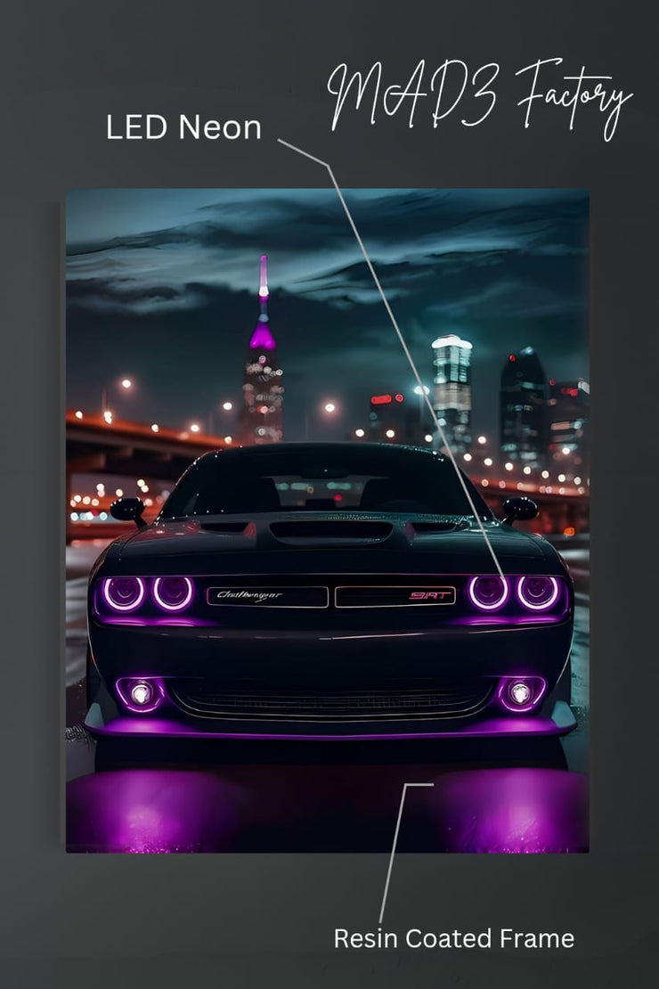 Dodge Challenger Front DRLs Pink Light | Resin Neon Frame | 4k Premium
