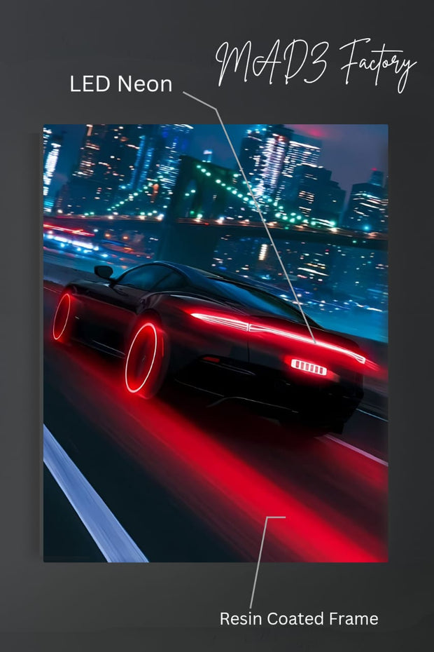 Porsche 911 AI Generated Tail Red Light | Resin Neon Frame | 4k Premium