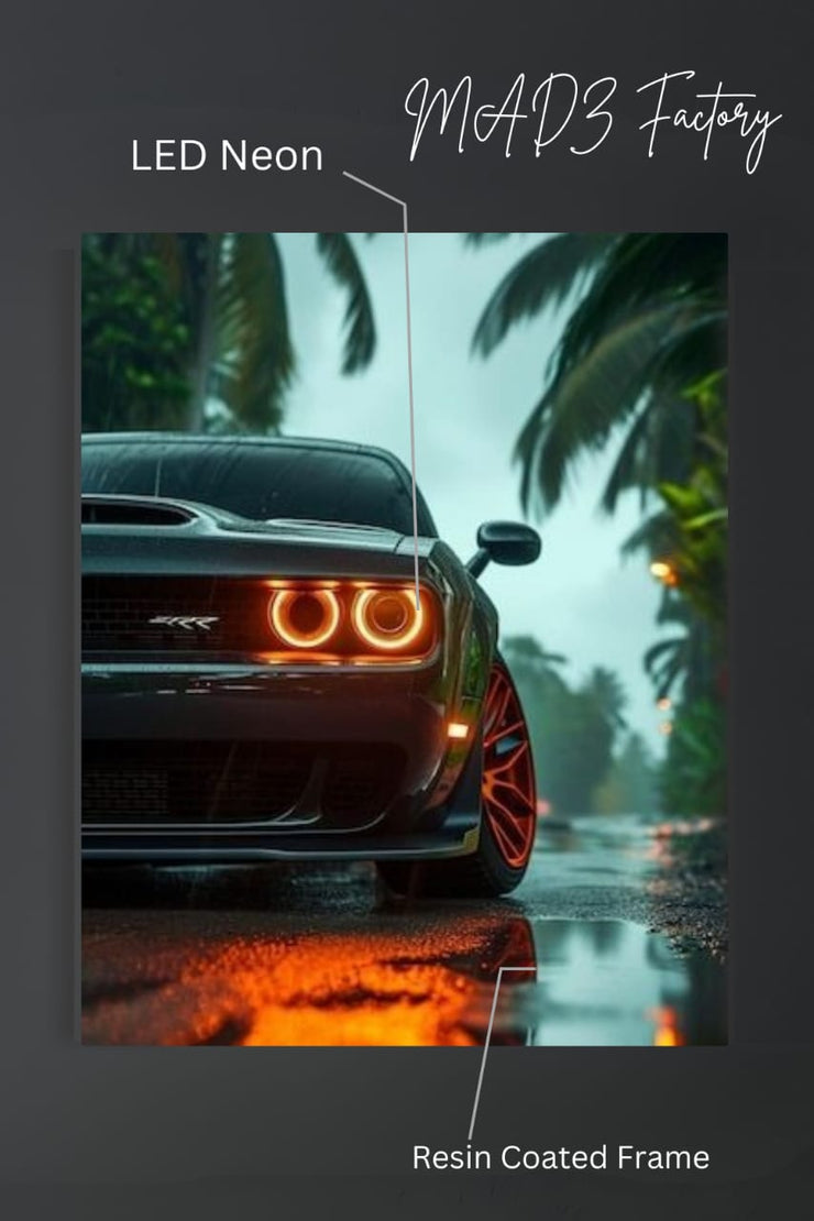 Dodge Challenger Front DRLs Yellow Light | Resin Neon Frame | 4k Premium