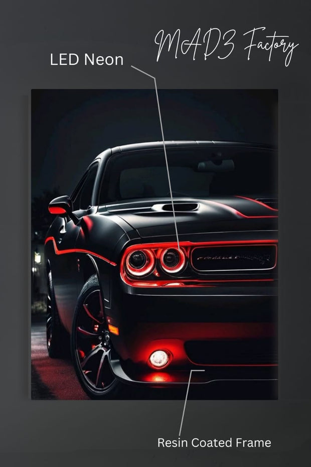 Dodge Charger Red Lights | Resin Neon Frame | 4k Premium