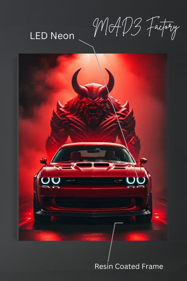 Dodge Challenger SRT Hellcat Front DRLs White Round Light  | Resin Neon Frame | 4k Premium