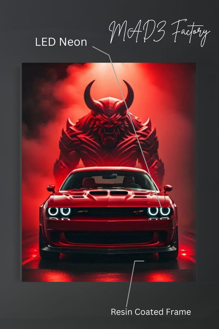 Dodge Challenger SRT Hellcat Front DRLs White Round Light  | Resin Neon Frame | 4k Premium