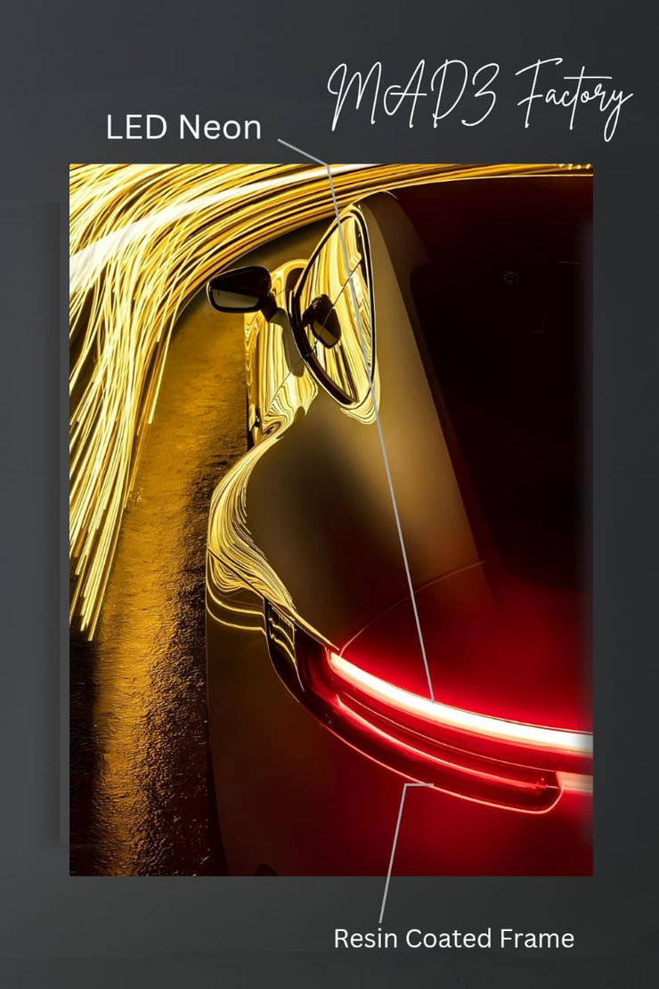 Porsche 911 Tail Red Light | Resin Neon Frame | 4k Premium