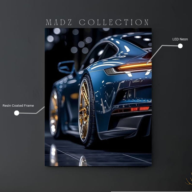 Porsche 911 Tail Red Light Bluish | Resin Neon Frame | 4k Premium