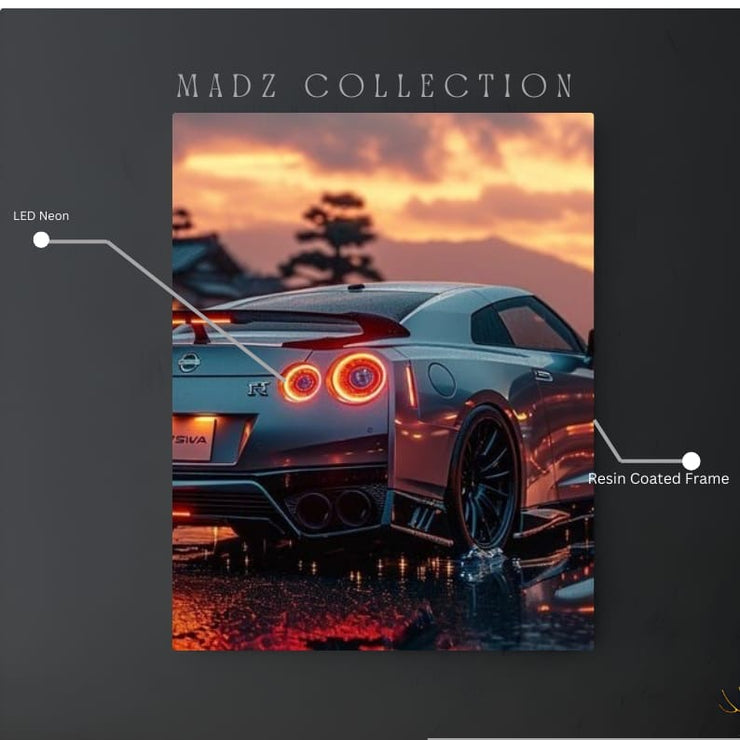 Nissan GTR Tail Round Red Light | Resin Neon Frame | 4k Premium