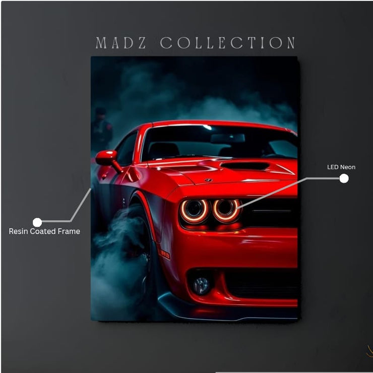 Dodge Challenger Front DRLs Red Light | Resin Neon Frame | 4k Premium