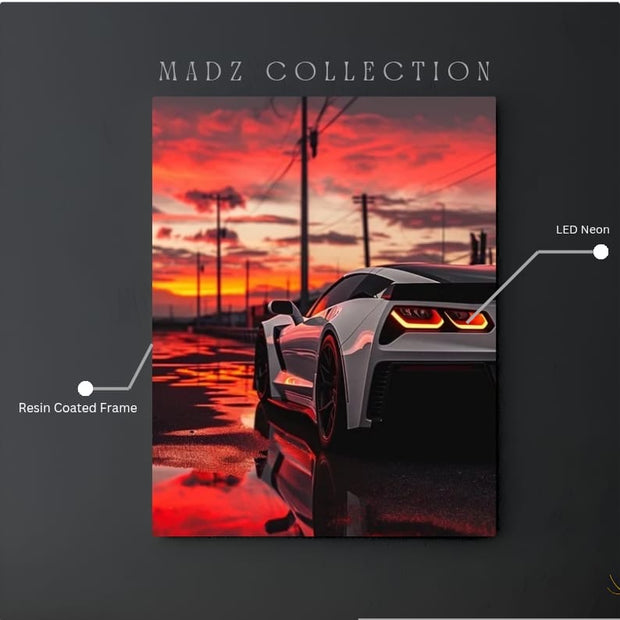 Chevrolet Corvette C7 Tail Red Light | Resin Neon Frame | 4k Premium
