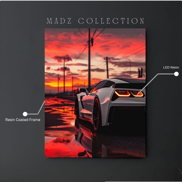 Chevrolet Corvette C7 Tail Red Light | Resin Neon Frame | 4k Premium