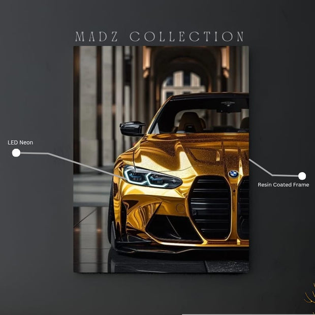 BMW M5 Yellow Front DRLs White Light | Resin Neon Frame | 4k Premium