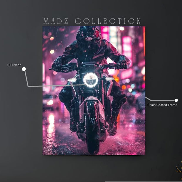 Sports Bike Front Round White Light | Resin Neon Frame | 4k Premium