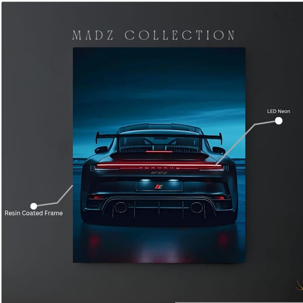 Porsche Gt3 RS Tail Red Light | Resin Neon Frame | 4k Premium